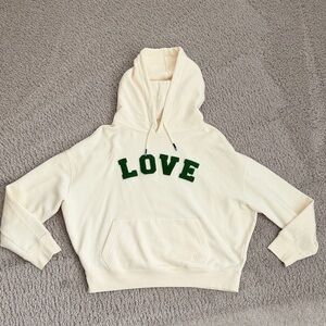 Tory Sport Off-White Hoodie with Mint Accent
